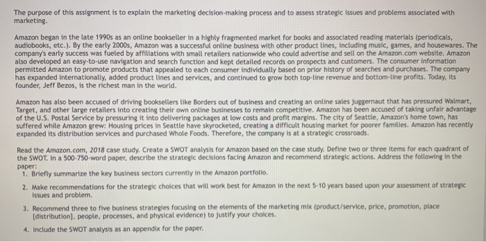 The purpose of this assignment is to explain the