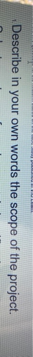 WILL Describe in your own words the scope of the
