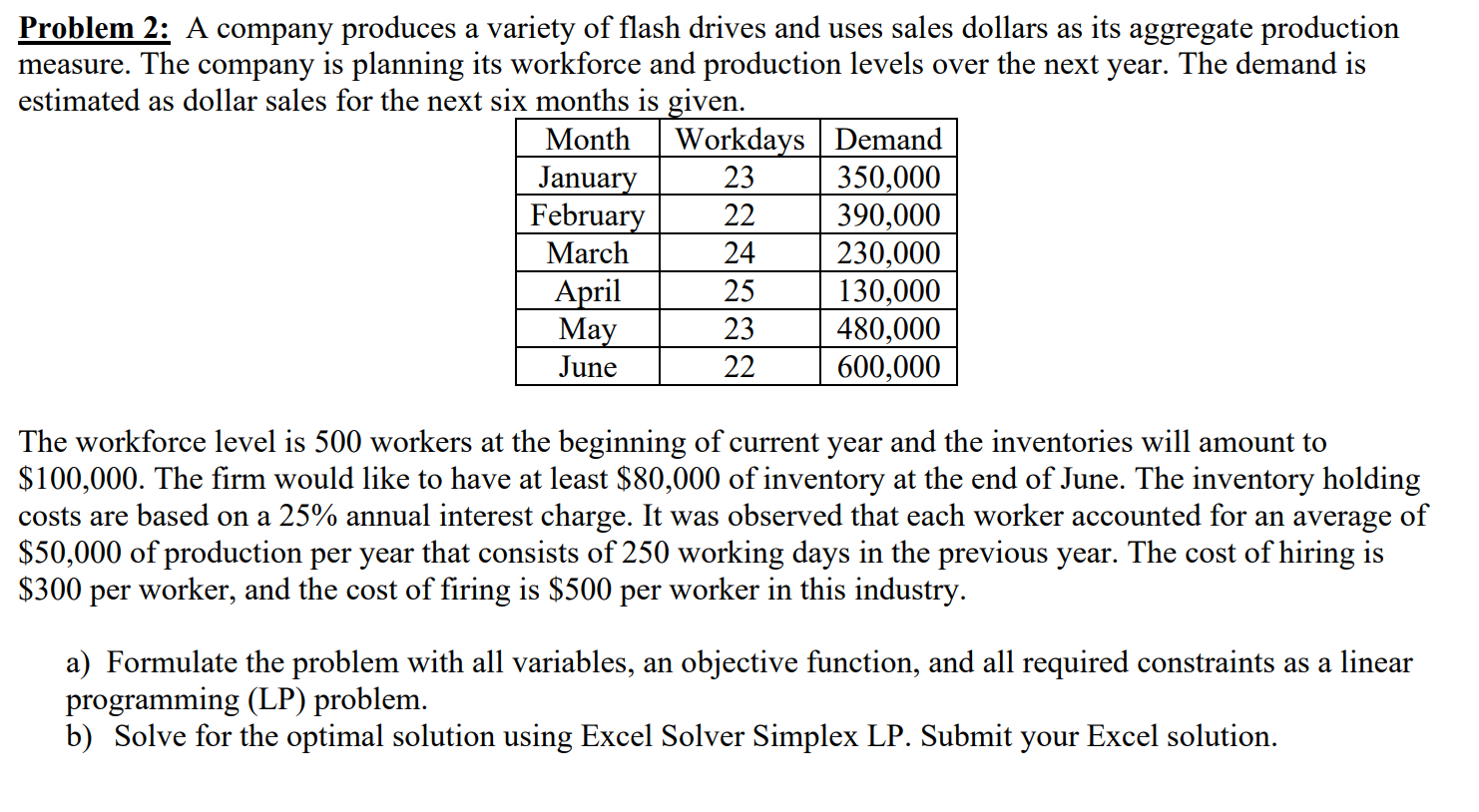 Problem 2: A company produces a variety of flash