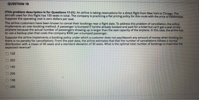 QUESTION 19 (This problem description is for