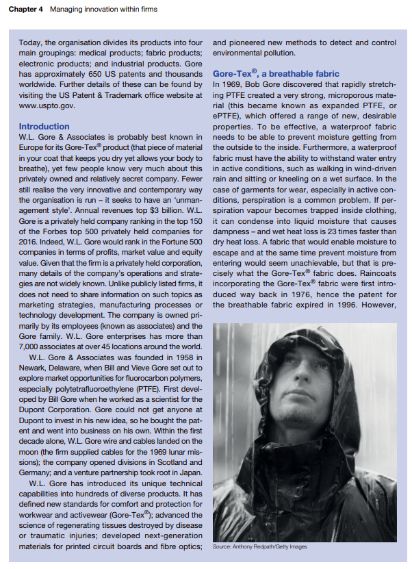 Case study Gore-Tex and W.L. Gore & Associates,