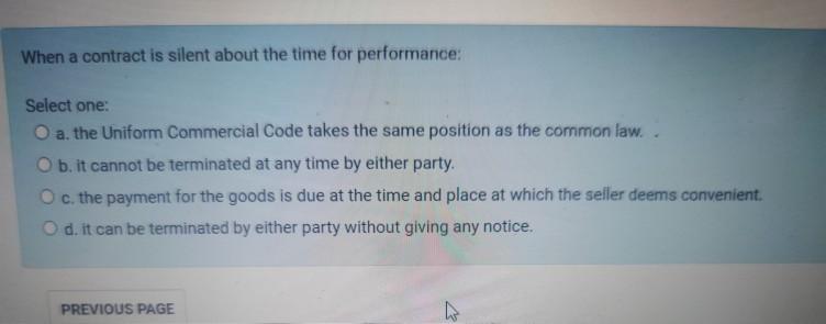 When a contract is silent about the time for