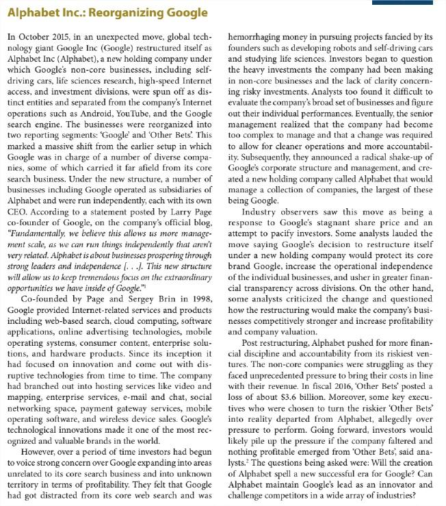 Please read Case 1 from the section on the case