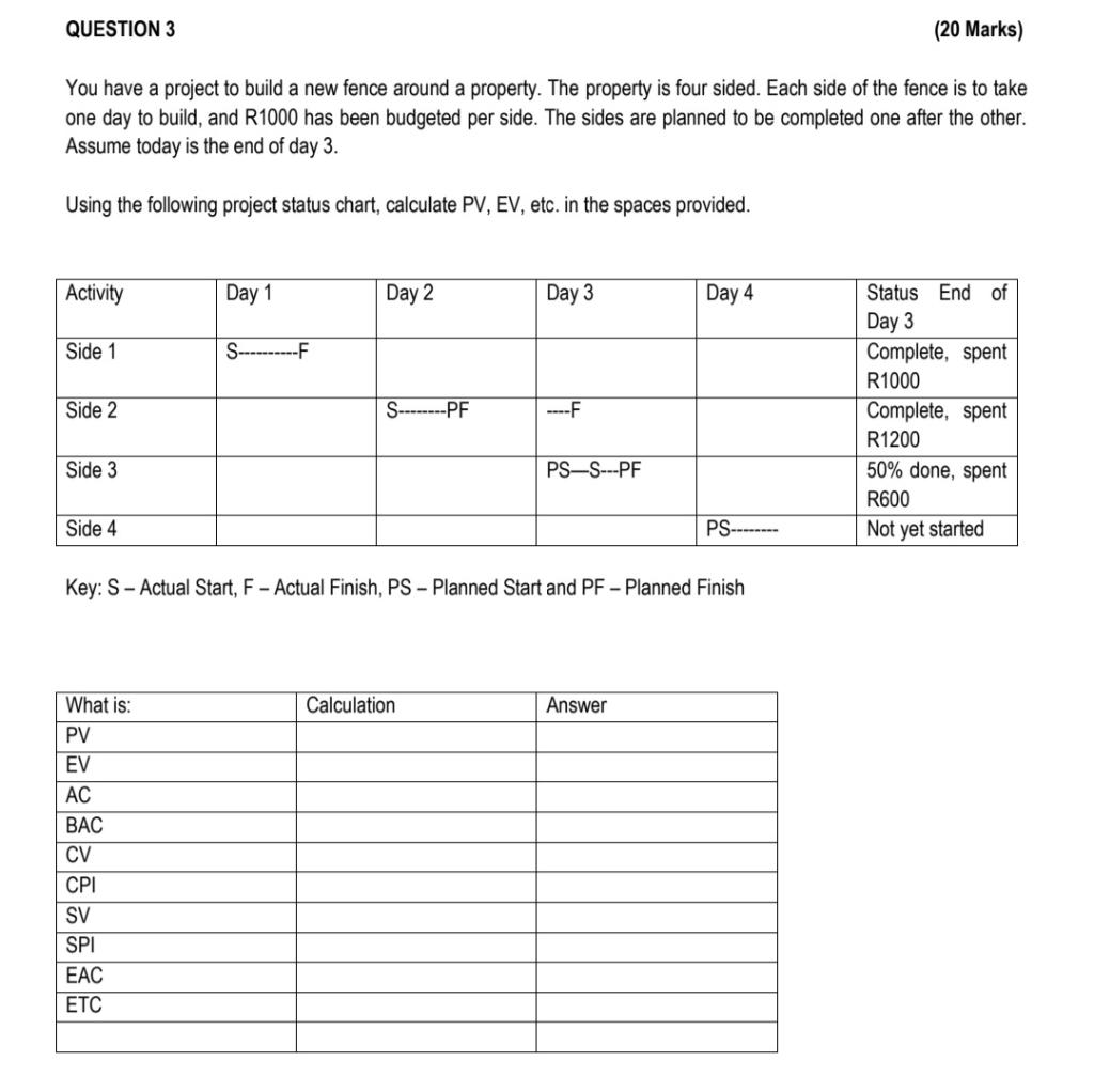 Question 3 You have a project to build a new