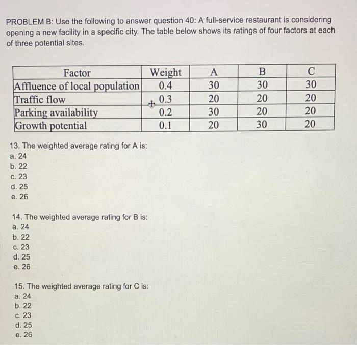 please answer all questions PROBLEM B: Use the