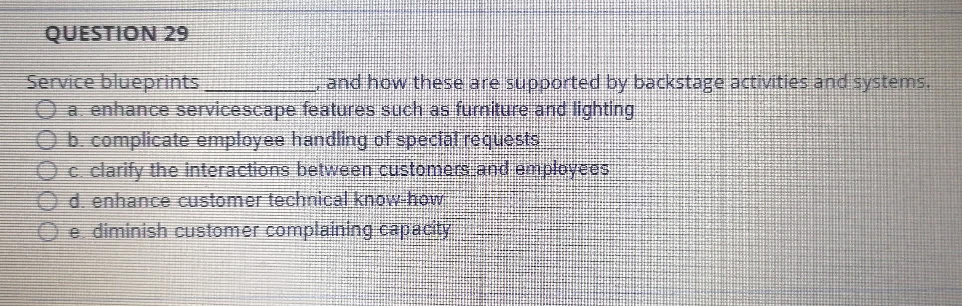 QUESTION 29 Service blueprints and how these are