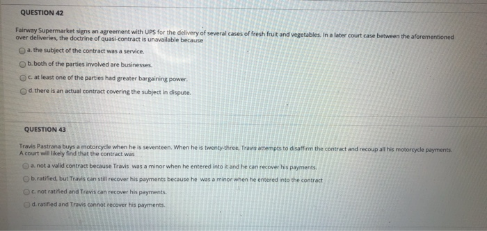 QUESTION 42 Fairway Supermarket signs an