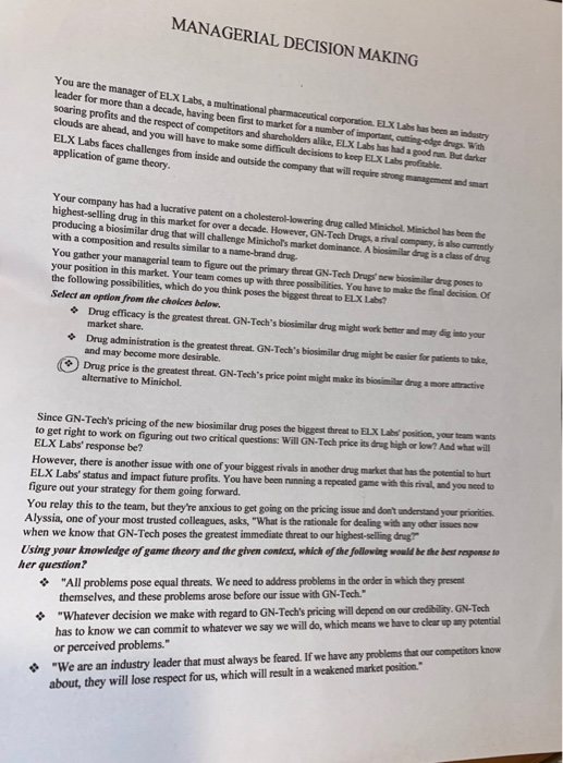 MANAGERIAL DECISION MAKING cloudu premiere ser op