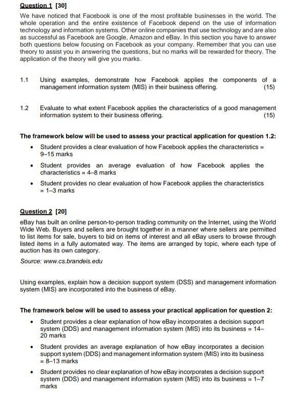 Question 1 [30] We have noticed that Facebook is