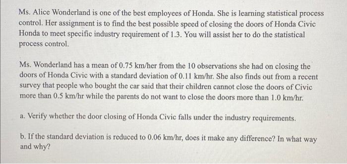 please provide an original answer Ms. Alice