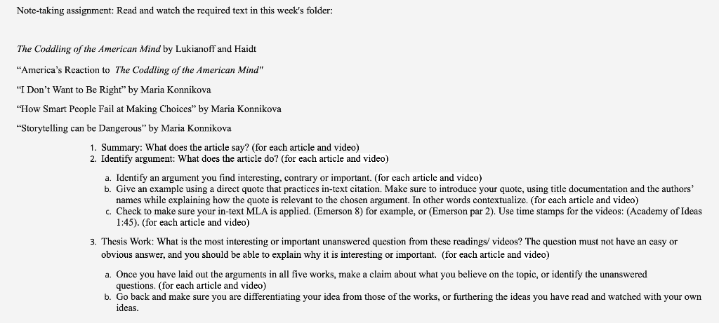 Note-taking assignment: Read and watch the
