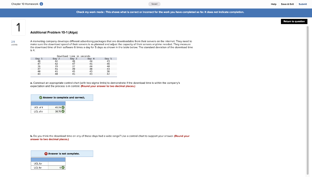 Chapter 10 Homework Swed Help Save & Exit Submit