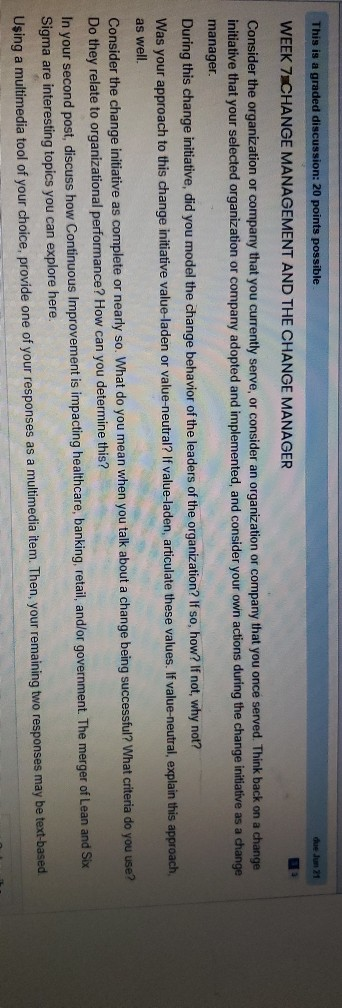 This is a graded discussion: 20 points possible