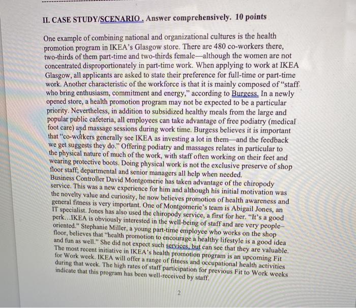 HR managment II. CASE STUDY/SCENARIO. Answer