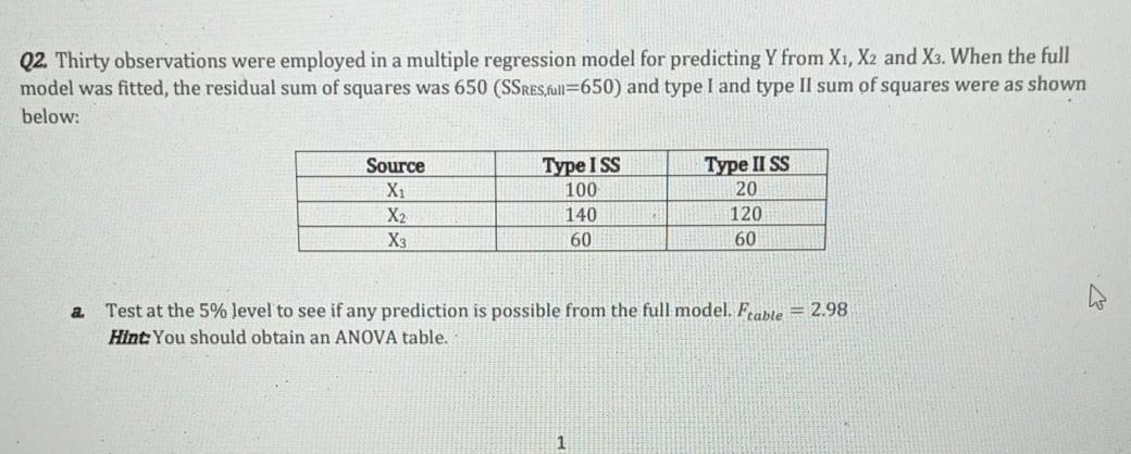 Q2. Thirty observations were employed in a