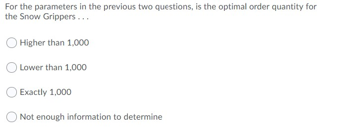 A B Tires R Us orders 1,000 of their Snow Gripper