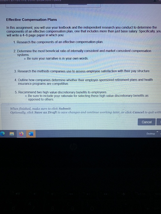 Effective Compensation Plans In this assignment,