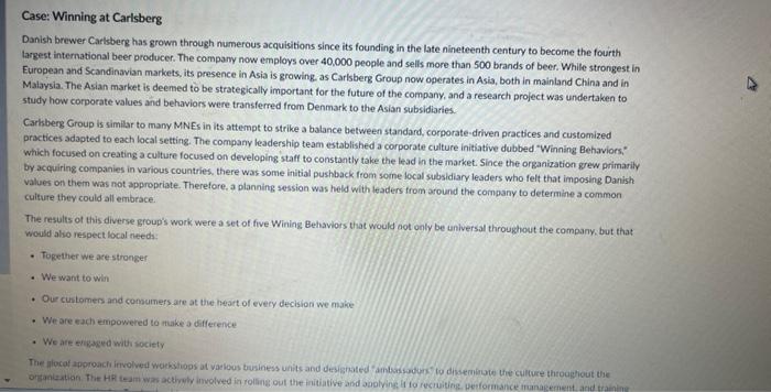 Case: Winning at Carlsberg Danish brewer