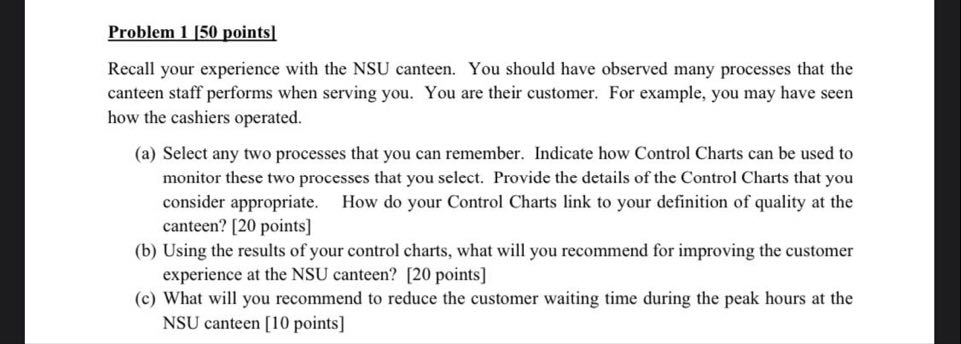 Problem 1 [50 points) Recall your experience with