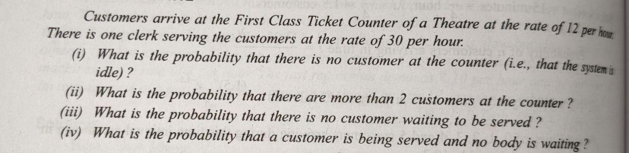 Solve it OP Customers arrive at the First Class
