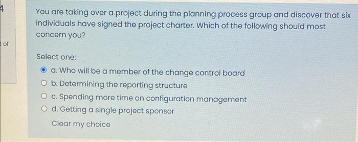 1 You are taking over a project during the