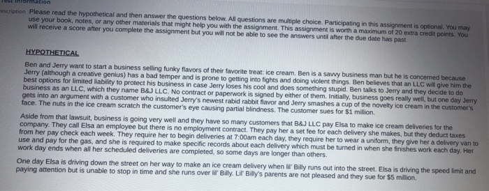 scription Please read the hypothetical and then