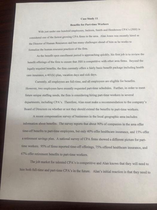 Case Study 11 Benefits for Part-time Workers With