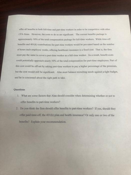 Case Study 11 Benefits for Part-time Workers With