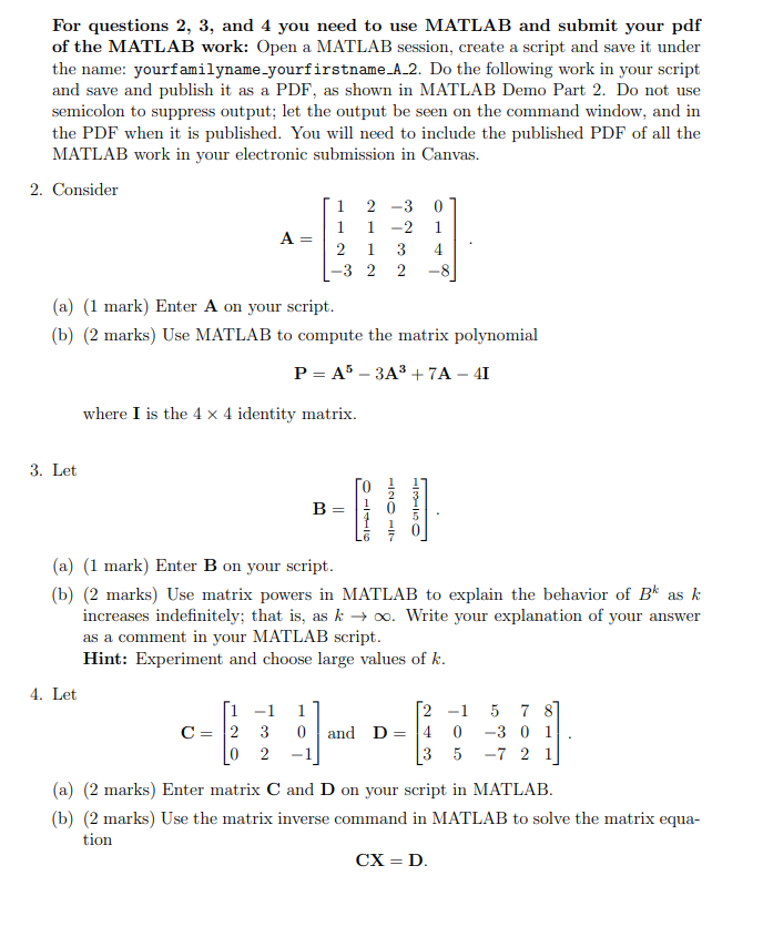 All questions please, MATLAB needed for 2nd
