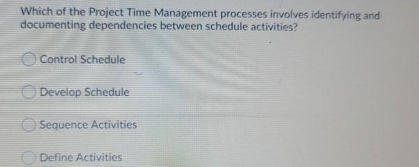 Which of the Project Time Management processes