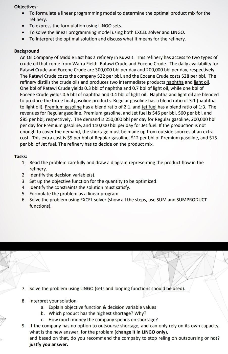 . Objectives: To formulate a linear programming