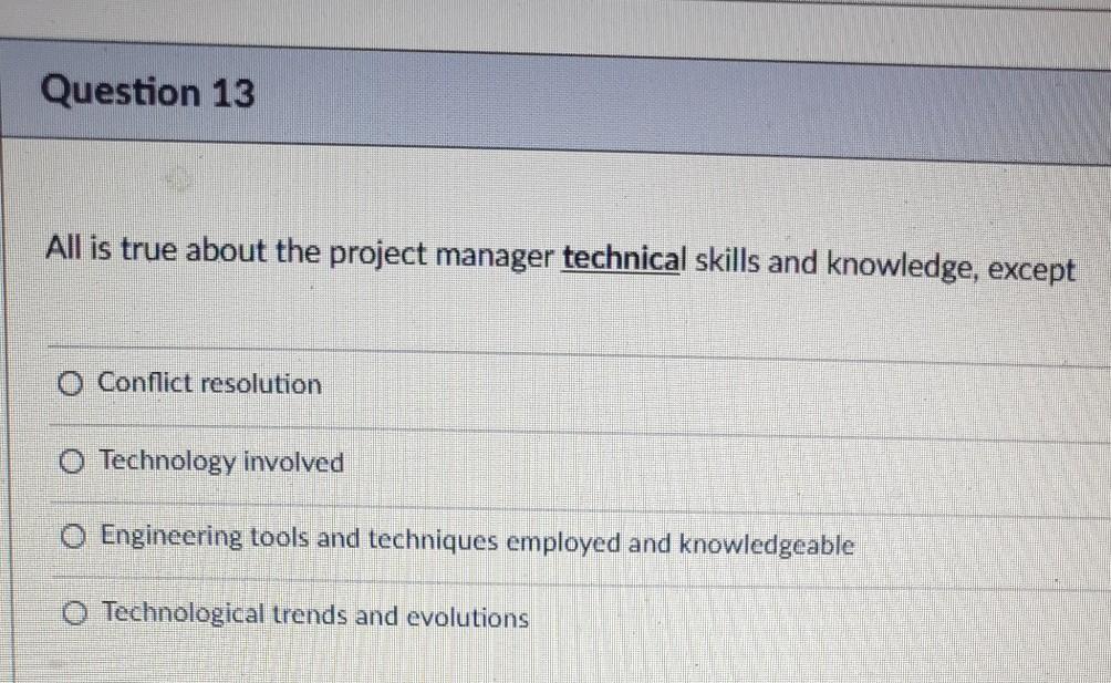 Question 13 All is true about the project manager