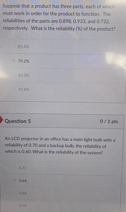 Suppose that a product has three parts, each of