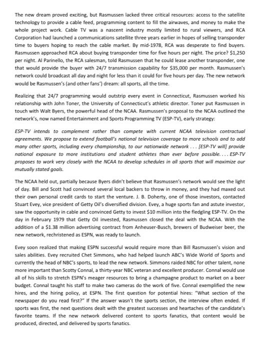 course if action for ESPN in 2015. How should ESPN respond to