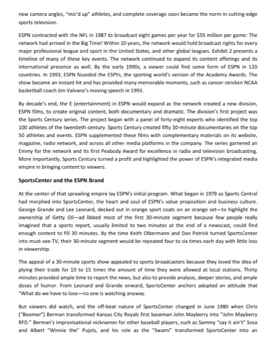 have on ESPN business and revenue model ? You should prepare a