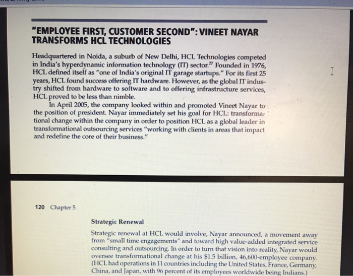 Case Discussion Read Employee First, Customer