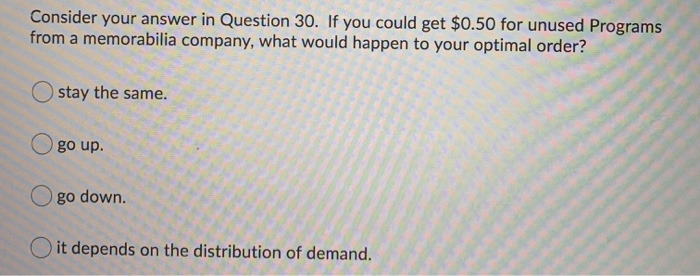 question 30 part a) part b) You are in charge of