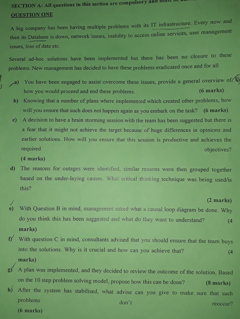 SECTION A: All questions in this section are