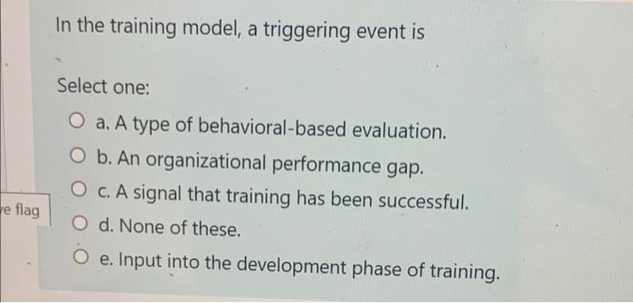 In the training model, a triggering event is