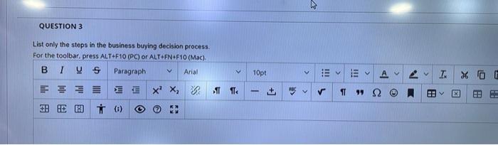 short answer QUESTION 3 List only the steps in