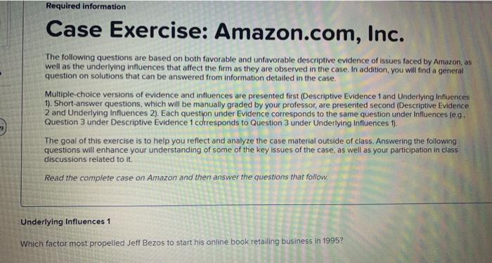 Required information Case Exercise: Amazon.com,