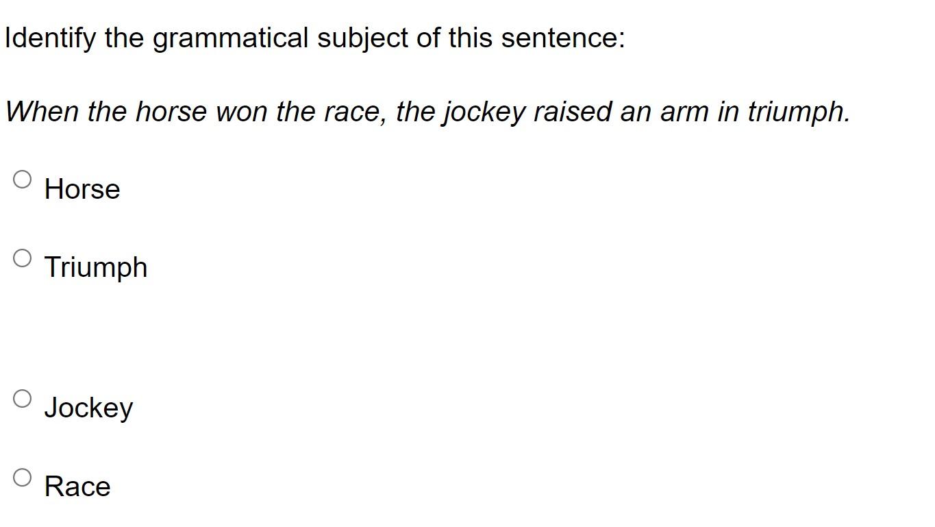 Identify the grammatical subject of this