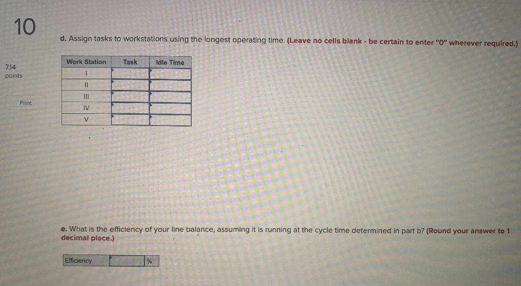 10 Problem 6-18 (Algo) 7.14 points An assembly