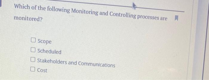 Which of the following Monitoring and Controlling