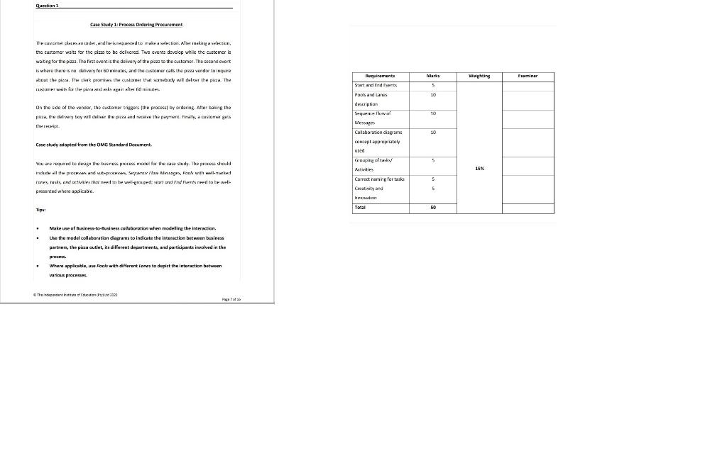 Case 5eudy 1: Precess Ordering Procurement the