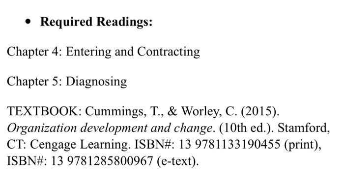 do not copy please - Required Readings: Chapter