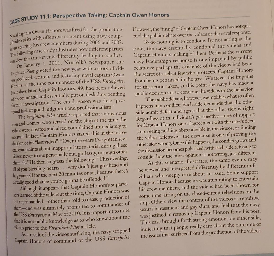 CASE STUDY 11.1: Perspective Taking: Captain Owen