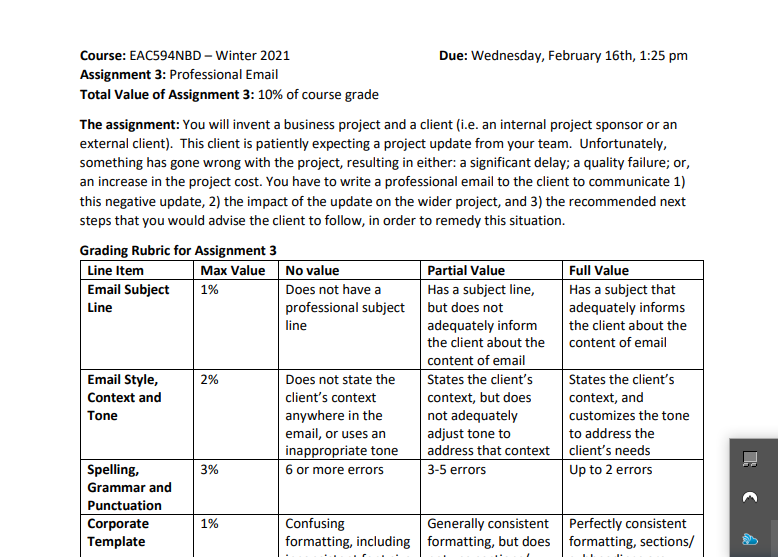 Please follow the rubrics and answer all. Course: