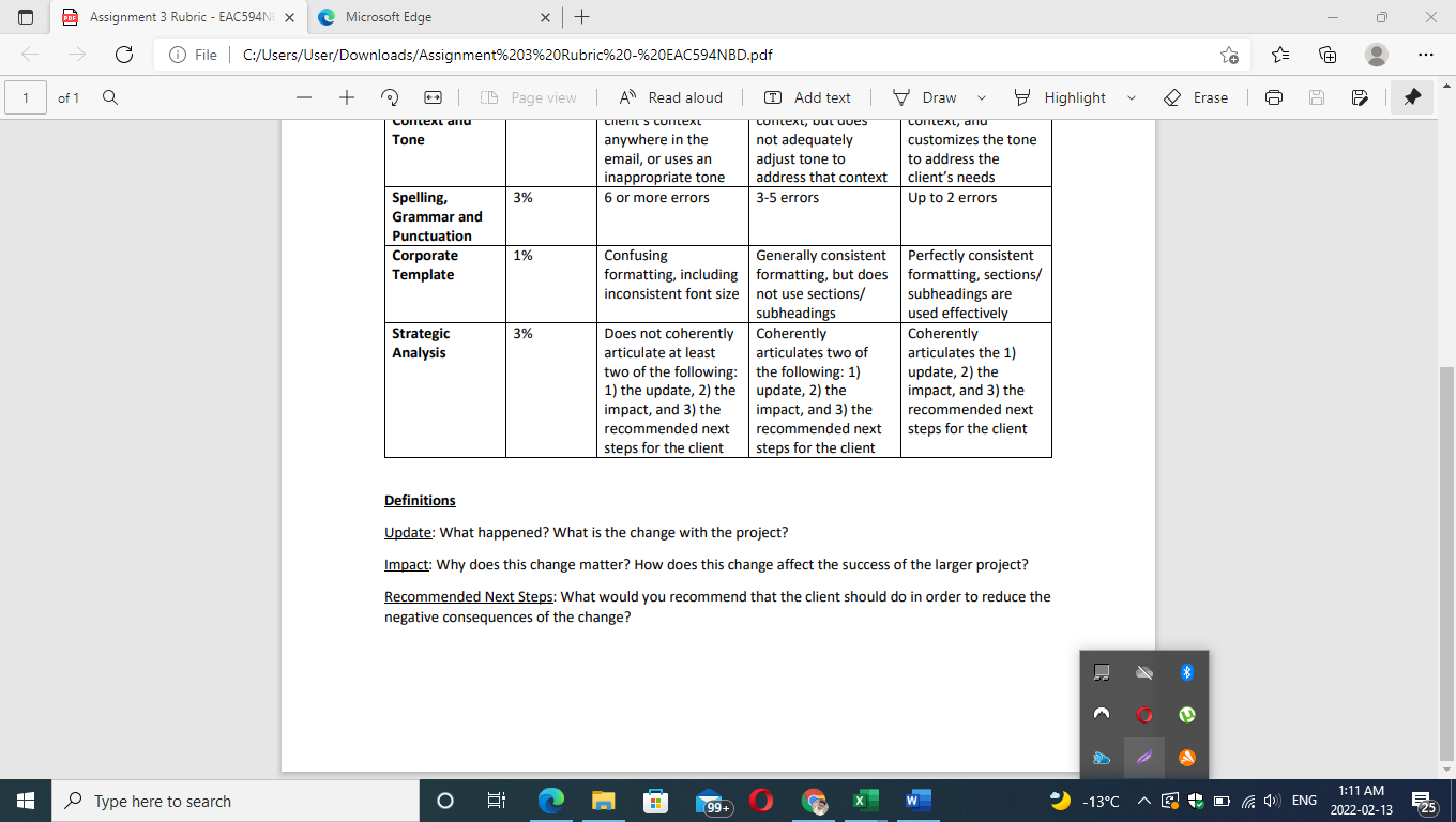 Please follow the rubrics and answer all. Course: