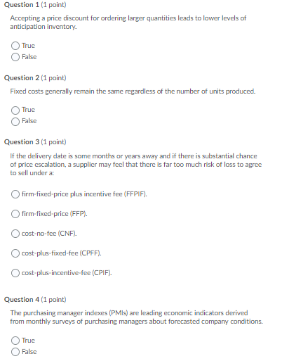 Question 1 (1 point) Accepting a price discount
